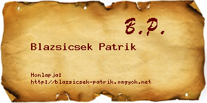 Blazsicsek Patrik névjegykártya